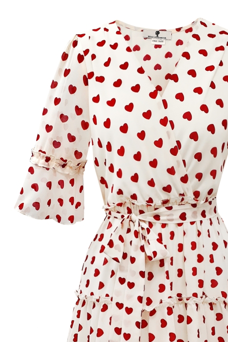 Платье "Энелла" нюдовое, принт сердце, РОСТ 165