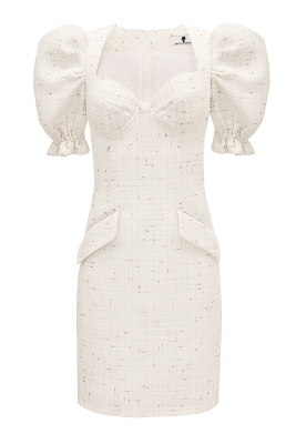 Платье "Дариан" белое, золотистая клетка