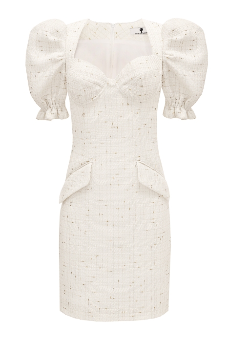 Платье "Дариан" белое, золотистая клетка