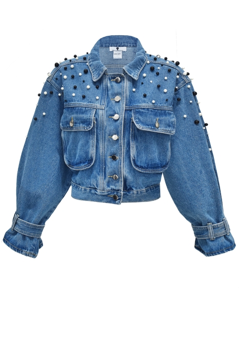 Куртка "Веста" синяя, джинс, укороченная, кутюр 