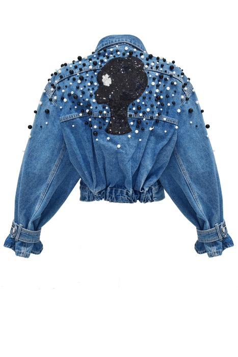 Куртка "Веста" синяя, джинс, укороченная, кутюр 