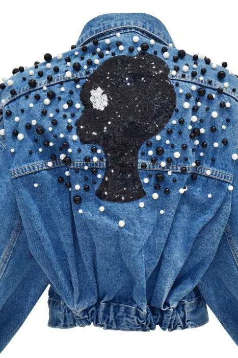 Куртка "Веста" синяя, джинс, укороченная, кутюр 