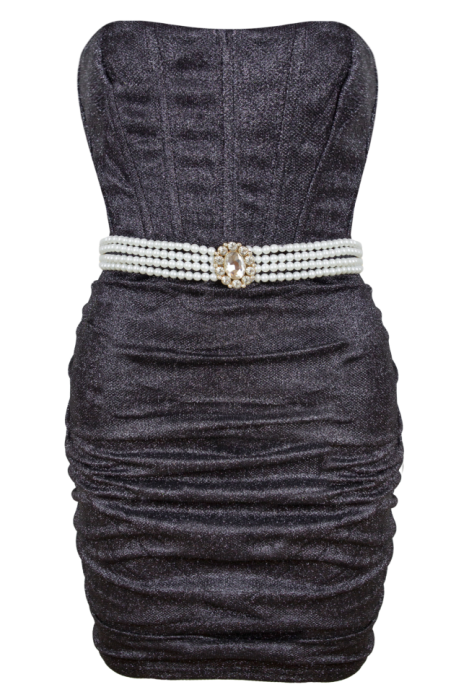 Платье "Леа", мини, черное, графит, корсетное