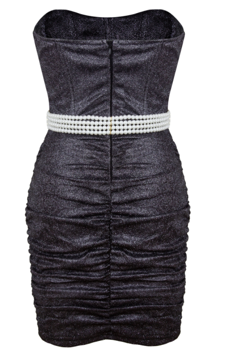 Платье "Леа", мини, черное, графит, корсетное