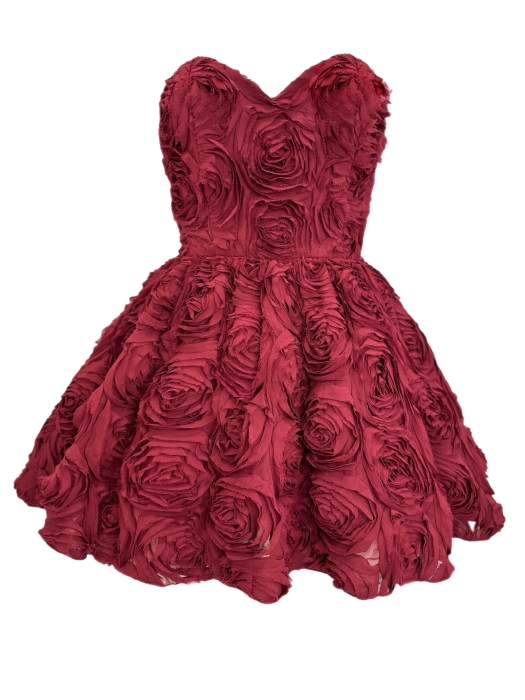Корсетное платье "Андрэ", мини, пышное, объемные розы, бордо