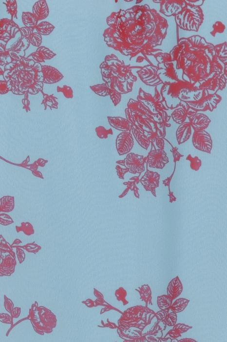 Блуза "Элизабет" серо-голубая, красный принт