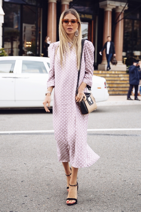 Платье "Доминик" какао, белый горох