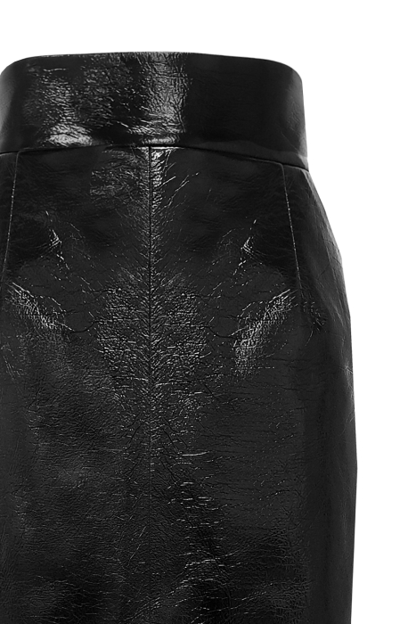 Юбка "Мэгги" миди, черная, эко-кожа, лак фактурный
