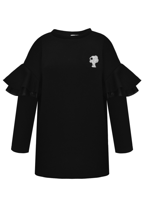 Худи (свитшот), "с лого, удлиненный", черный