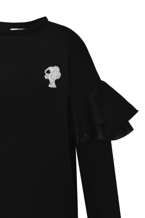 Худи (свитшот), "с лого, удлиненный", черный