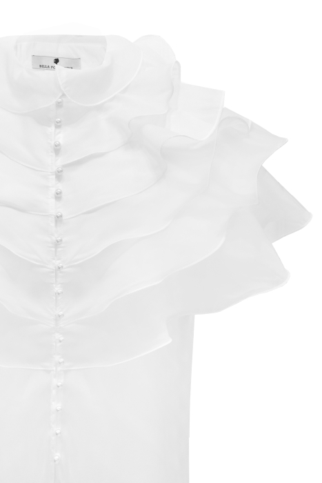 Блуза "Риэль" белая, органза, с воланами