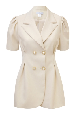 Пиджак - жакет "Брис" молочный, короткий рукав - фонарик