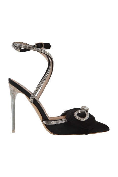 Туфли черные, крупная брошь со стразами