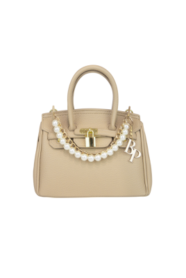 Сумка-тоут "Джейн" бежевая, нюдовая, зернистая эко-кожа, мини