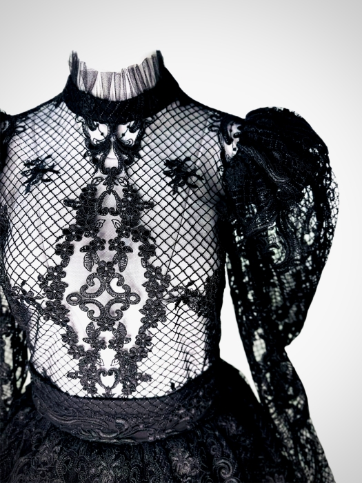 Платье "Дженнер" черное, мини, кружево с вышивкой