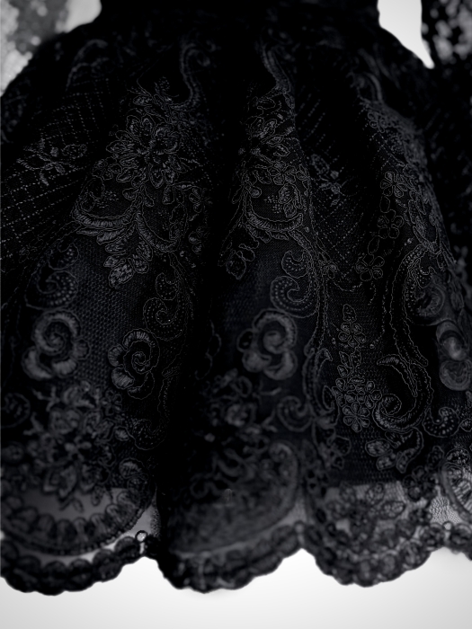 Платье "Дженнер" черное, мини, кружево с вышивкой
