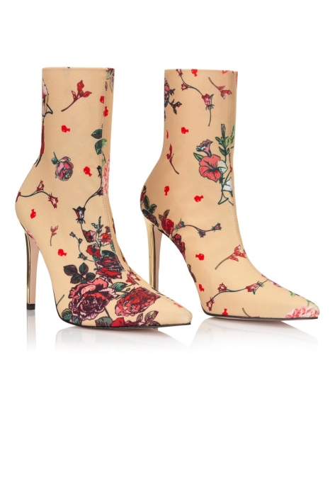 Ботильоны "SS-18" бифлекс нюдовые с принтом
