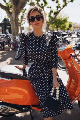 Платье "Доминик" черное, белый горох