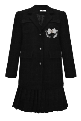 Костюм "Клэрри" черный, с юбкой, твид, мини