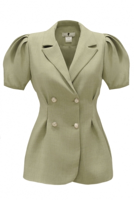 Пиджак - жакет "Брис" оливковый, короткий рукав - фонарик