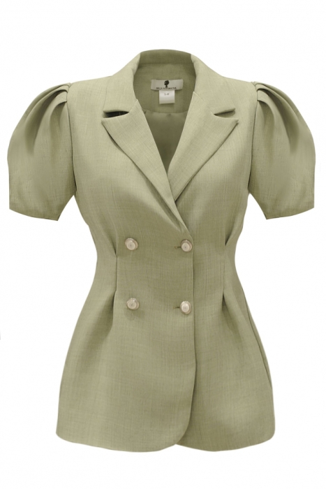 Пиджак - жакет "Брис" оливковый, короткий рукав - фонарик