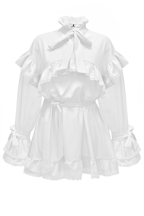 Платье "Вилора" белое, с белым кружевом из хлопка
