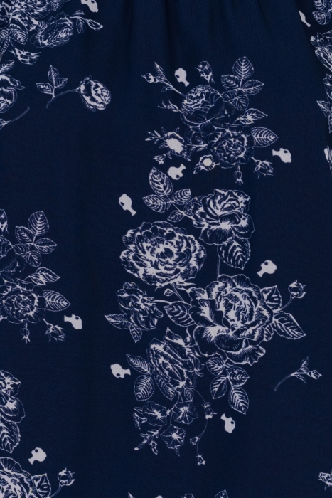 Блуза "Элизабет" синяя, молочный принт