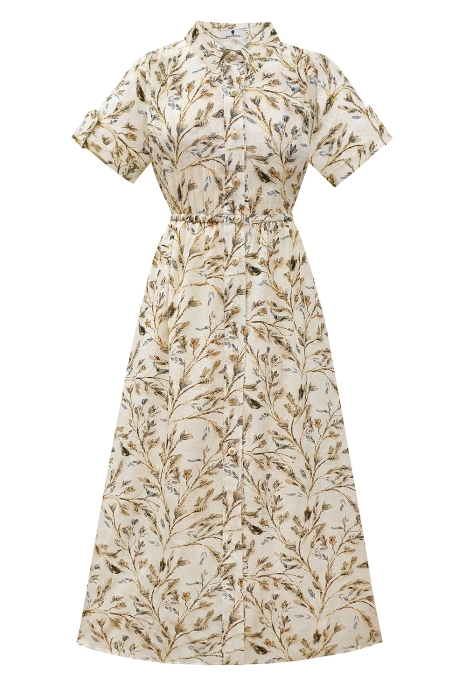 Платье "Нейлин" молочное, принт цветы, РОСТ 165