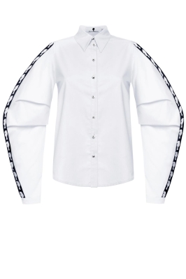 Блуза "Глэдис" белая, черные лампасы с логотипом