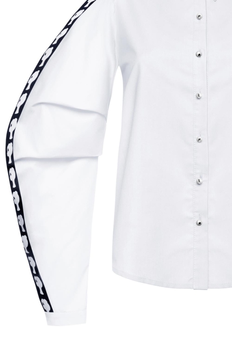 Блуза "Глэдис" белая, черные лампасы с логотипом