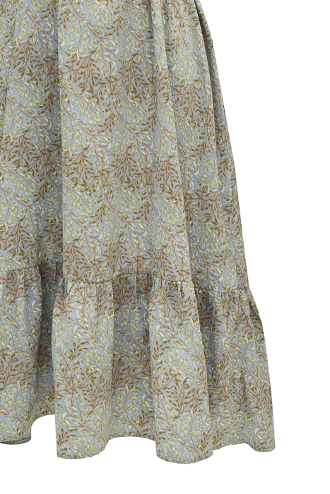 Платье "Рея" оливковое, принтованное, широкий воротник с белой каймой, миди