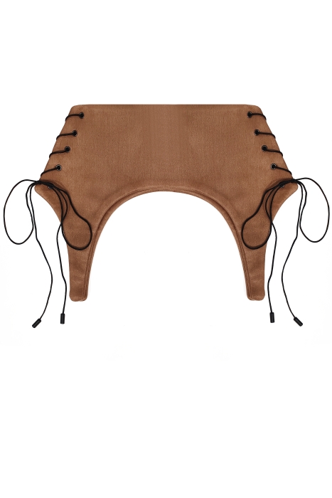 Пояс - корсет - баска бежевая, велюр, на завязках, имитация подвязок