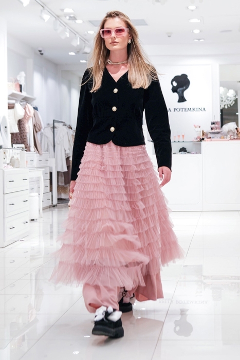 Юбка-пачка "Амелия" пепельно-розовая, с воланами, пышная, фатин (90 см)