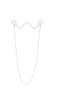 Очки "Гламур" золотистые, декорированы жемчугом, с цепочкой.