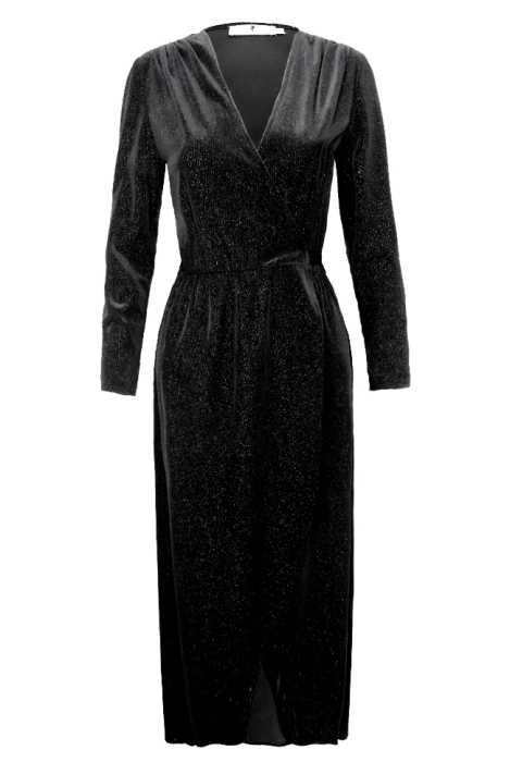 Платье "Демми" черное, бархат, люрекс, миди