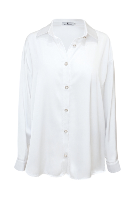 Блуза - рубашка "Дэрил" белая, атлас (шелк)