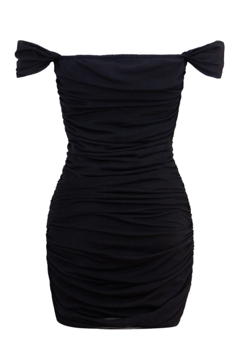 Платье "Леканто" мини, черное, с драпировкой 