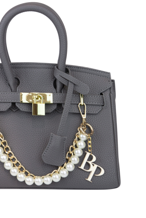 Сумка-тоут "Джейн" серая, зернистая эко-кожа, мини