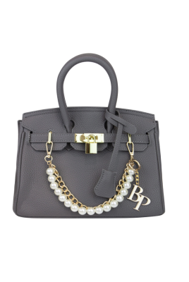 Сумка-тоут "Джейн" серая, зернистая эко-кожа, мини