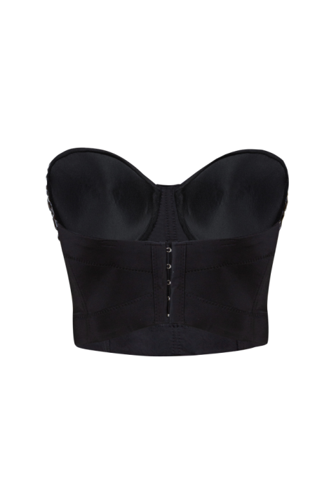 Топ-корсет "Бенита" черный, с черными камнями