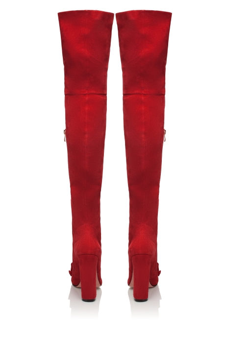 Ботфорты замша красные с бантом