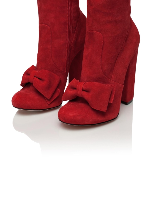 Ботфорты замша красные с бантом