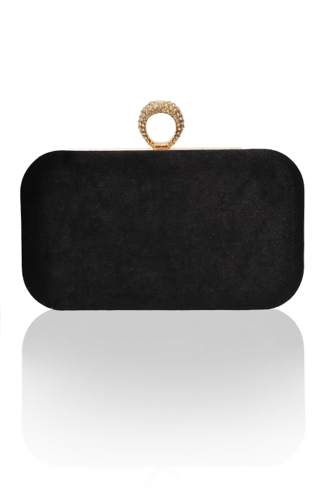Клатч прямоугольный, черный бархат (кольцо)
