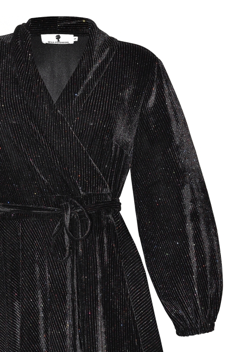 Платье "Блэсс" черный бархат, люрекс мультицвет, мини