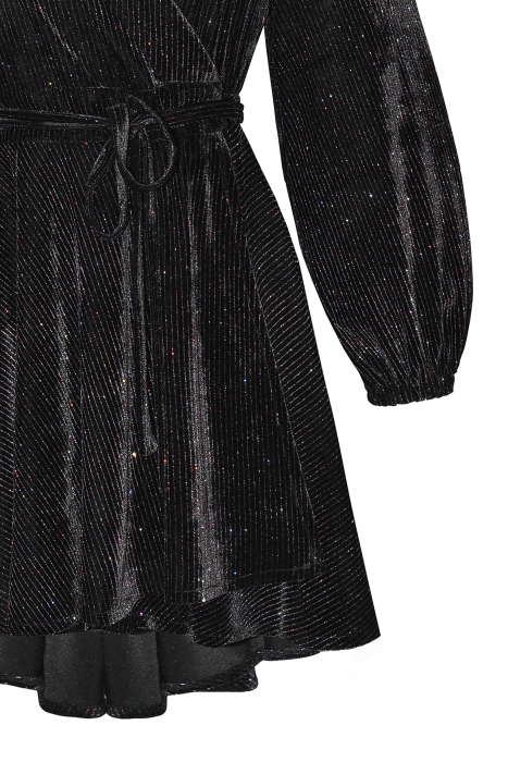 Платье "Блэсс" черный бархат, люрекс мультицвет, мини