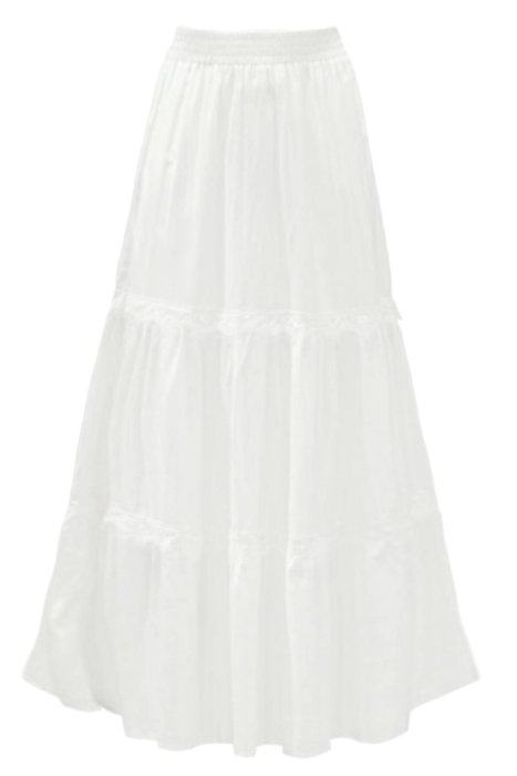 Юбка "Орнелла" белая, с кружевом, хлопок (длина 100 см)