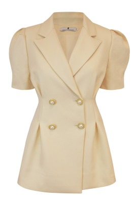 Пиджак - жакет "Брис" светло-бежевый, короткий рукав - фонарик