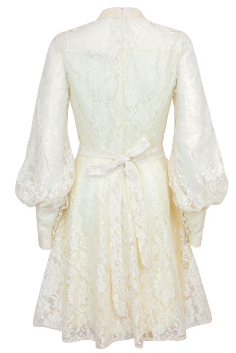 Платье "Джаннет" ванильно-молочное, кружевное, мини, прованс, стойка воротник
