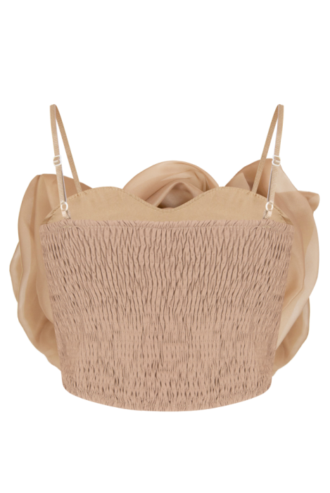 Топ-корсет,бежевый,нюдовый,один объемный цветок