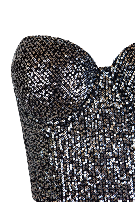 Топ-корсет "Ороне" черный, серебристые пайетки, на завязках